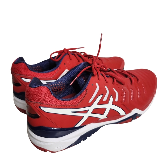 ASICS Mens Gel-Resolution 7 Tennis Shoe Red/White/Indigo Blue Size 15  main image 5